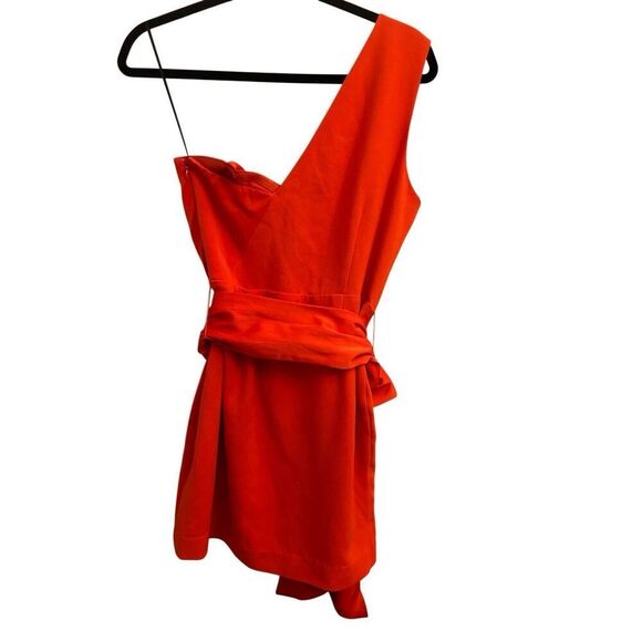 Revolve NBD Jasper Dress size S One Shoulder Sash Tie Belt Formal Wedding Orange - Picture 6 of 14
